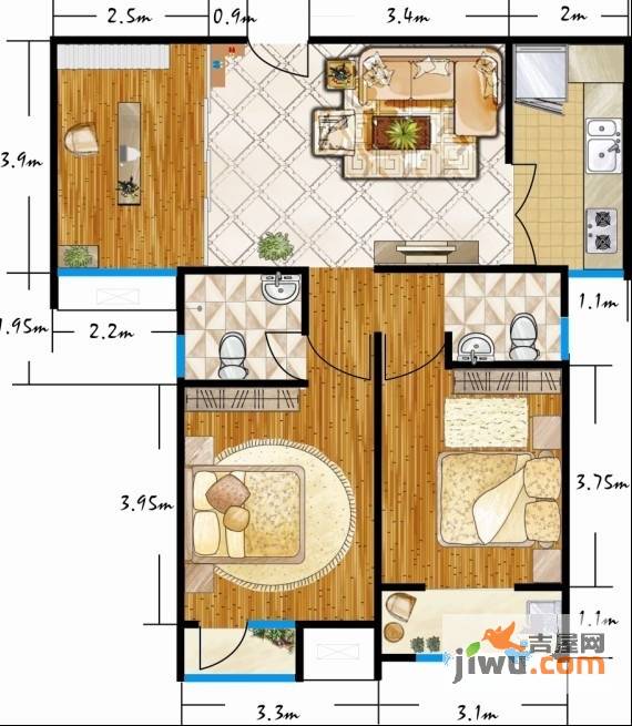 上城尔湾普通住宅102.7㎡户型图