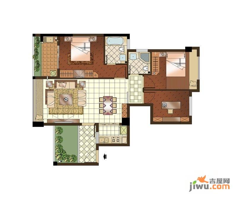 金鑫御景湖庭3室2厅2卫92.3㎡户型图