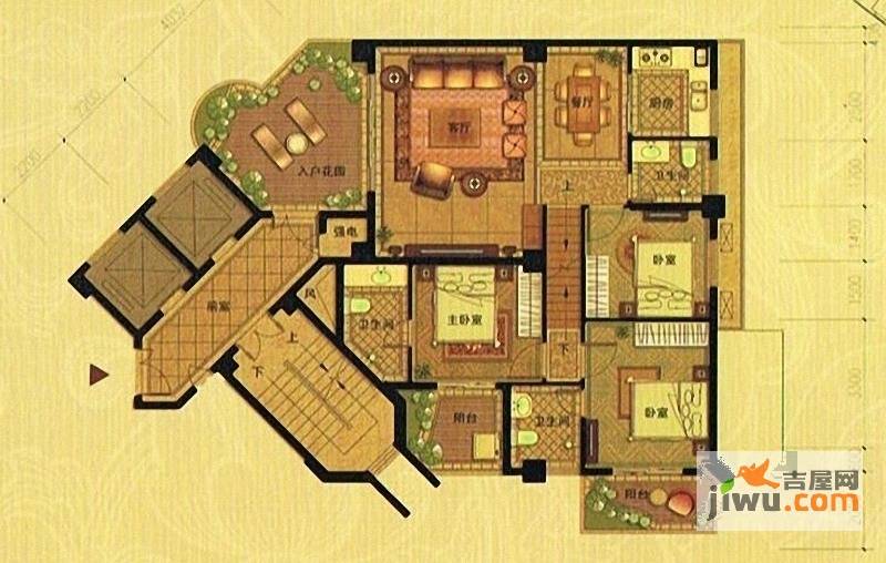 鑫源花园城3室2厅3卫133㎡户型图