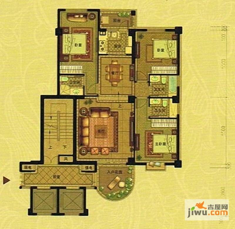 鑫源花园城3室2厅3卫135㎡户型图