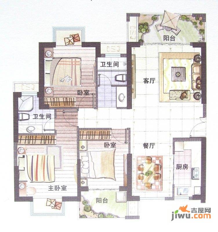 鼎盛骏景3室2厅2卫125㎡户型图