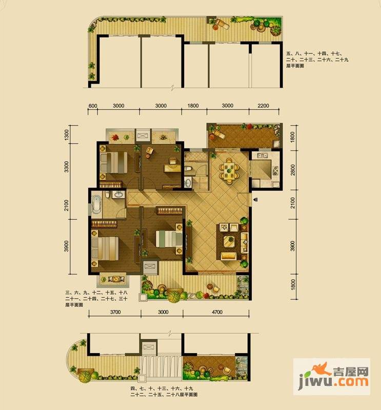 世联华府4室2厅2卫142㎡户型图