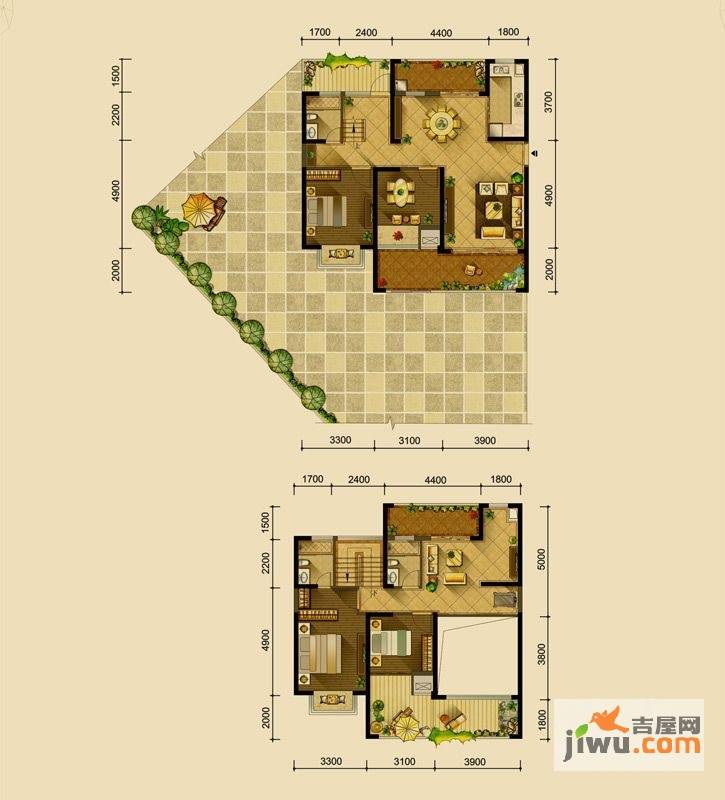 世联华府4室3厅3卫187㎡户型图