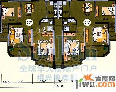 蝶庄2室2厅2卫93㎡户型图