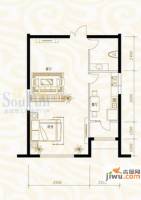 鸿昇龙潭公馆1室1厅1卫64㎡户型图