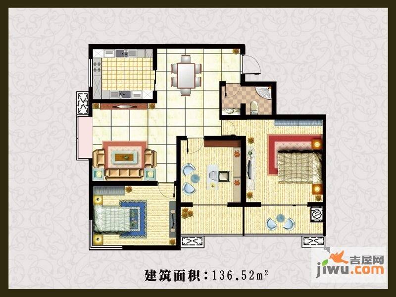 观唐3室2厅2卫136㎡户型图