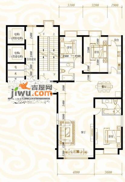 鸿昇龙潭公馆3室3厅3卫160.5㎡户型图