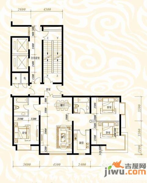 鸿昇龙潭公馆3室2厅2卫156.7㎡户型图