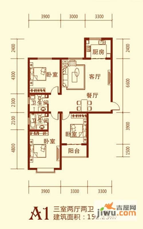 康宁美郡二期3室2厅2卫552.2㎡户型图