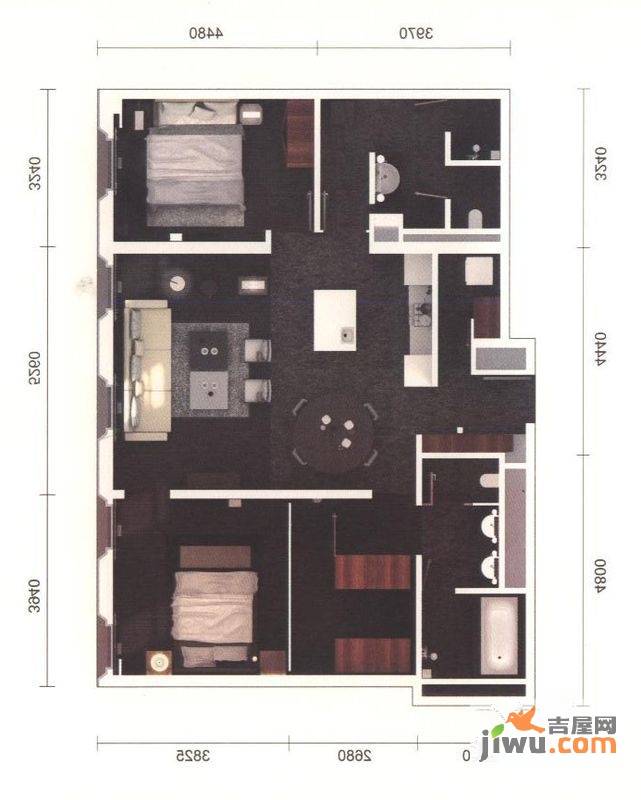 万国城moma2室2厅2卫137.4㎡户型图