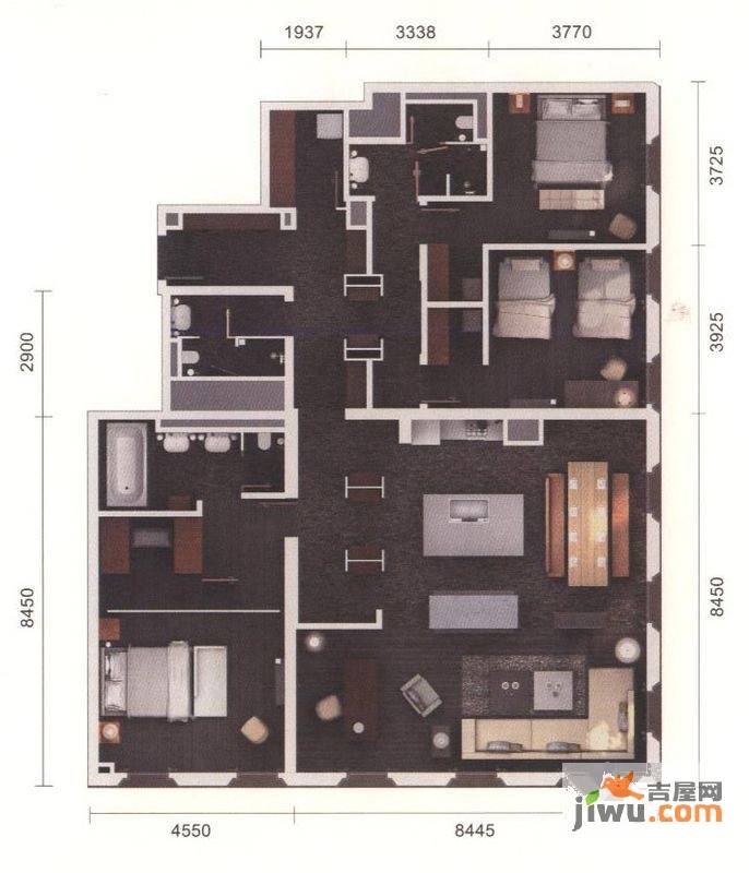 万国城moma3室2厅3卫234.6㎡户型图