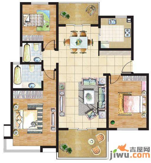 九里岭秀4室2厅2卫137㎡户型图