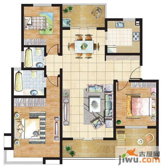 九里岭秀4室2厅2卫137㎡户型图