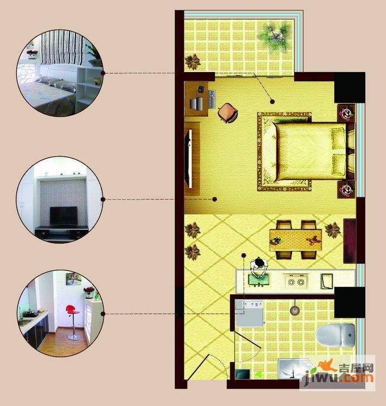 财富湾1室0厅1卫43㎡户型图