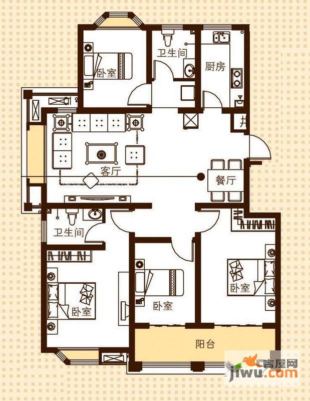 滨湖御景湾4室2厅2卫132㎡户型图