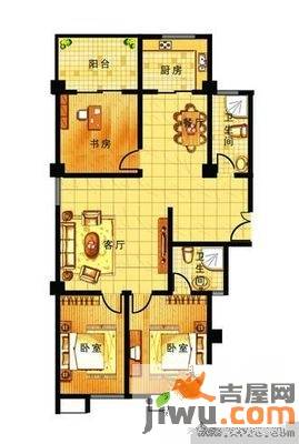 奥运城3室2厅1卫132㎡户型图