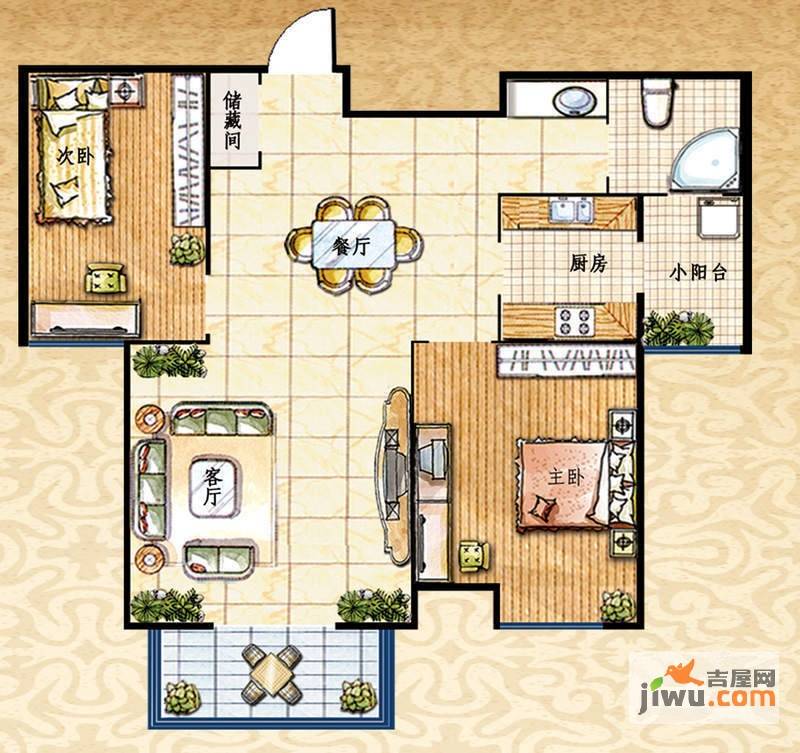 阳光豪庭2室2厅1卫95㎡户型图