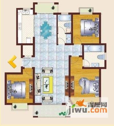 汇龙国际花园3室2厅2卫141.8㎡户型图