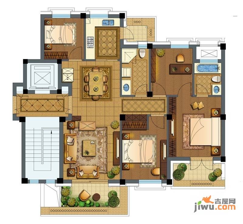 维科拉菲庄园4室2厅2卫122㎡户型图