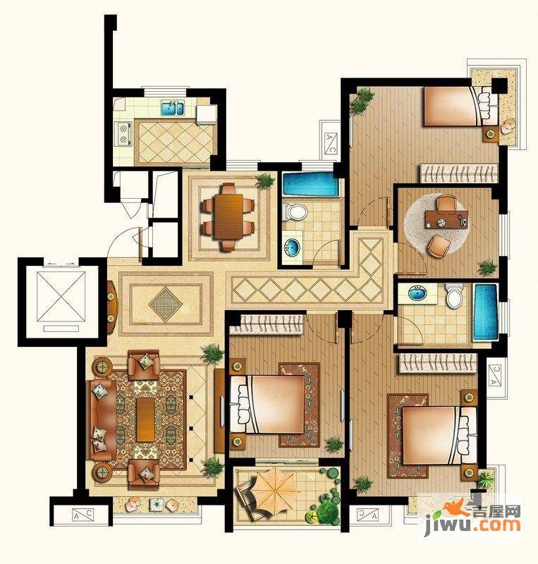 君悦龙庭4室2厅2卫135㎡户型图