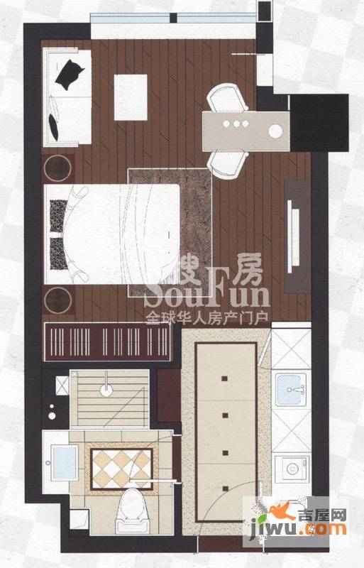 招宝广场1室1厅1卫户型图