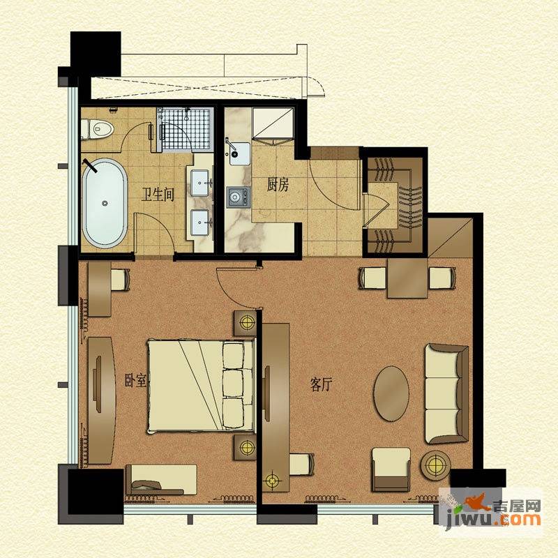 嘉丽慈溪环球中心1室1厅1卫户型图