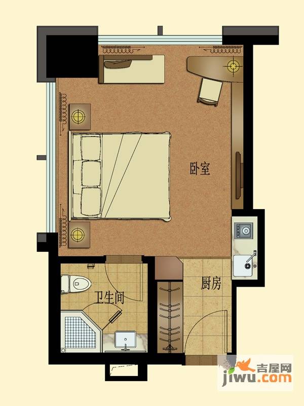 嘉丽慈溪环球中心1室1厅1卫户型图