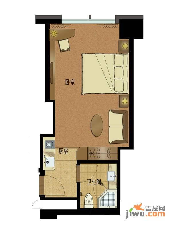 嘉丽慈溪环球中心1室1厅1卫户型图