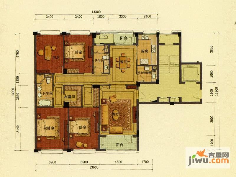 绿城慈溪玫瑰园4室2厅2卫192㎡户型图