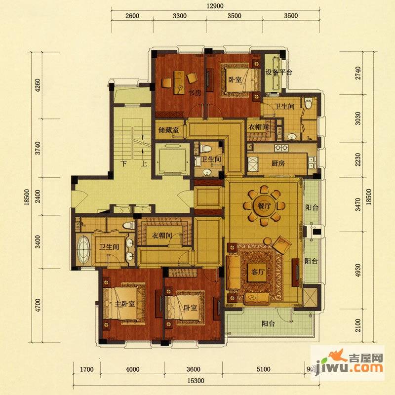 绿城慈溪玫瑰园4室2厅3卫220㎡户型图