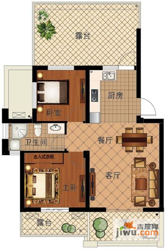 大丰水岸鑫城二期澜郡2室2厅1卫74.1㎡户型图