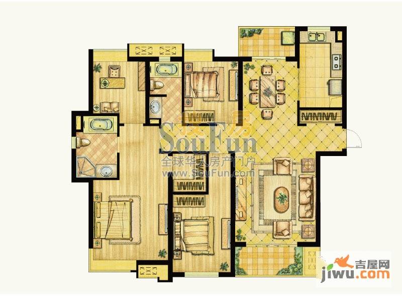 世茂世界湾4室2厅2卫174㎡户型图