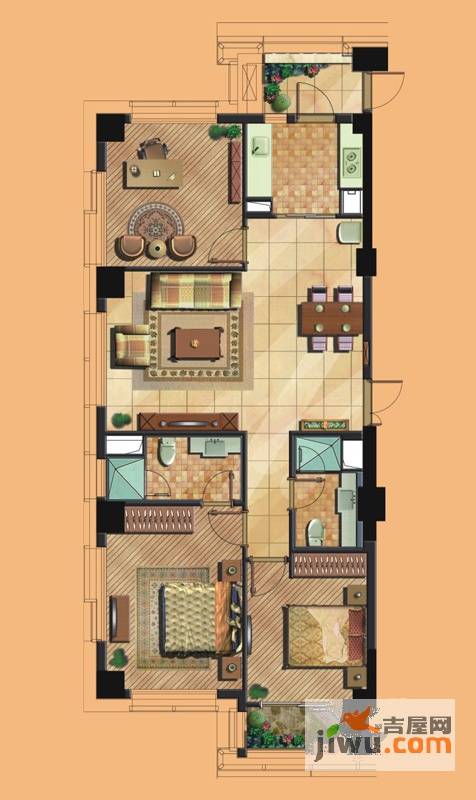 绿城皇冠花园3室2厅2卫151㎡户型图