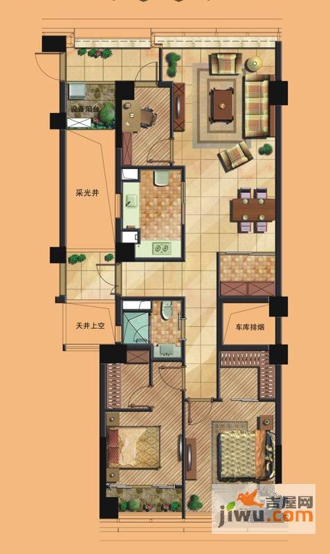 绿城皇冠花园3室2厅1卫140㎡户型图