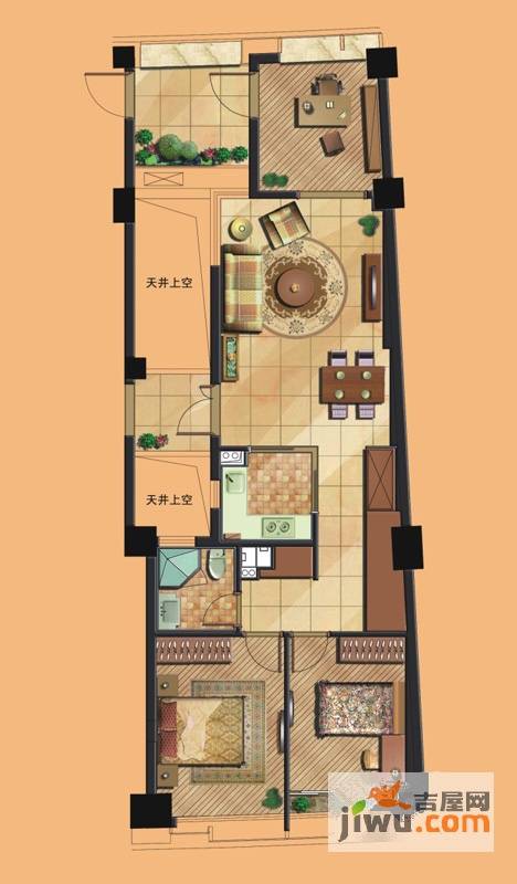 绿城皇冠花园3室2厅1卫125㎡户型图