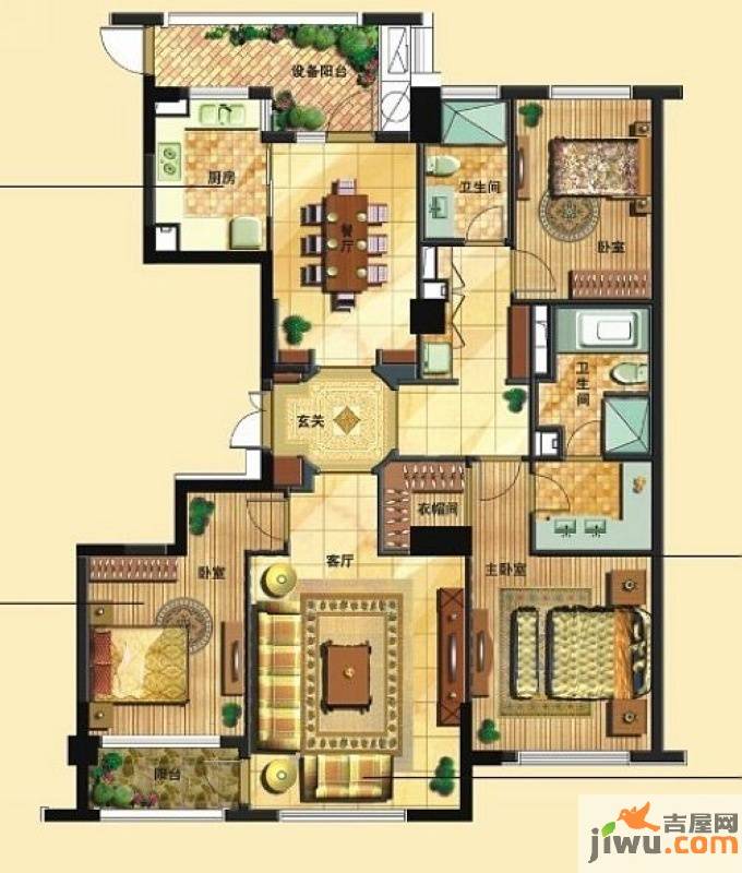 绿城皇冠花园3室2厅2卫170㎡户型图