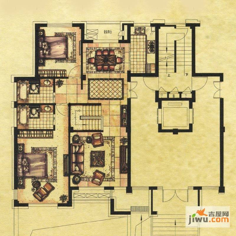 大观璟园2室2厅2卫120㎡户型图