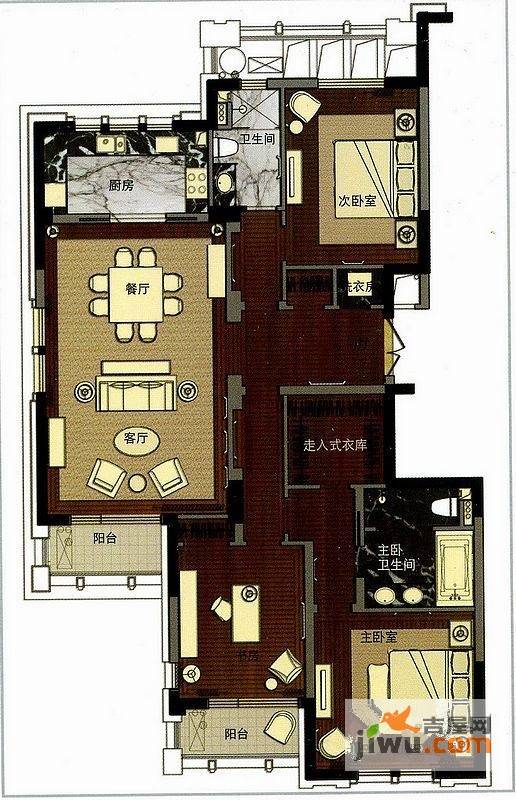 梵石双囍花园3室2厅2卫167㎡户型图