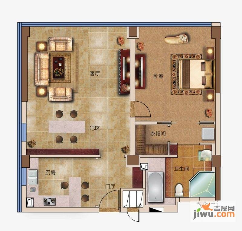 梅山大酒店1室2厅1卫118㎡户型图