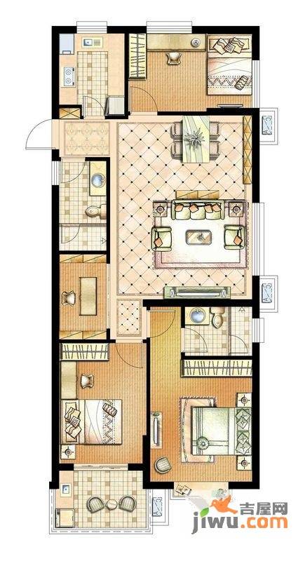 集城广场4室2厅2卫123㎡户型图