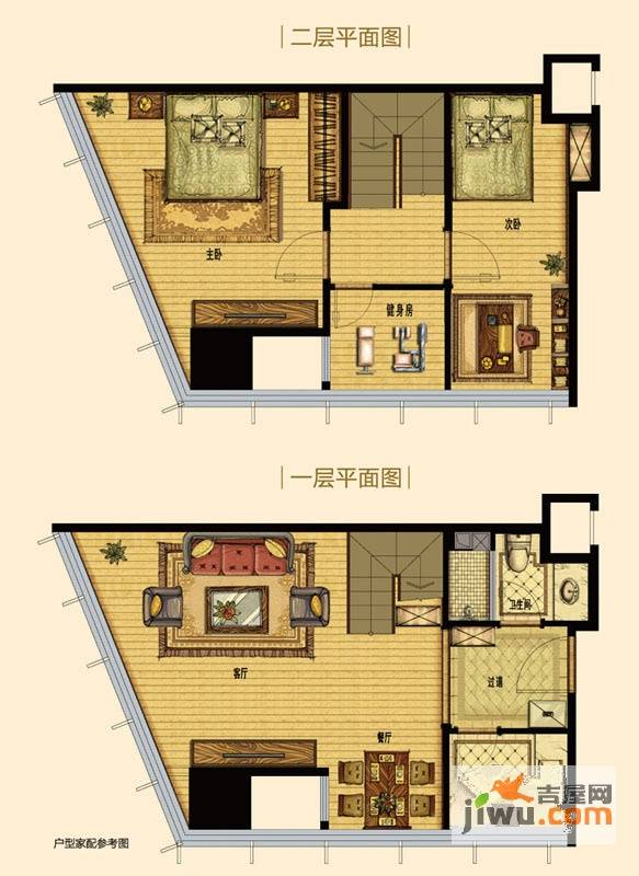 利时金融大厦5室2厅1卫61㎡户型图