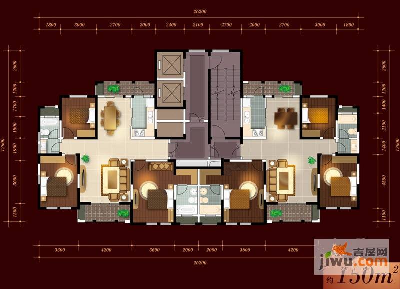 保亿风景御园3室2厅2卫150㎡户型图