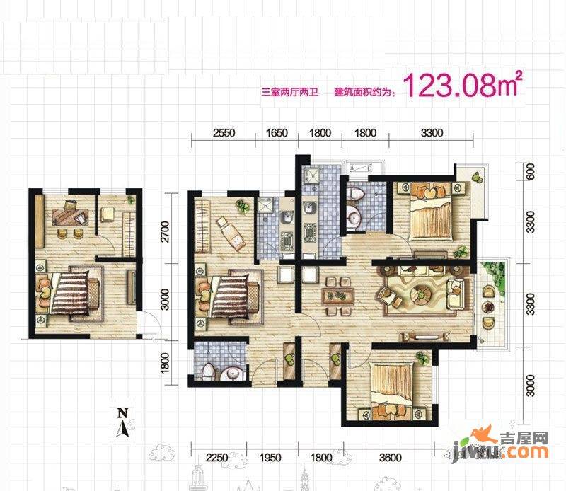 吉源美郡3室2厅2卫123㎡户型图