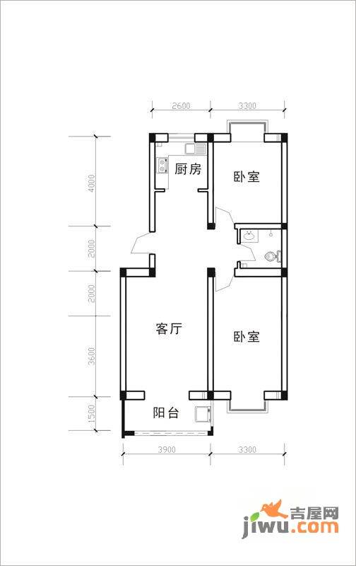 富源馨苑2室1厅1卫90㎡户型图