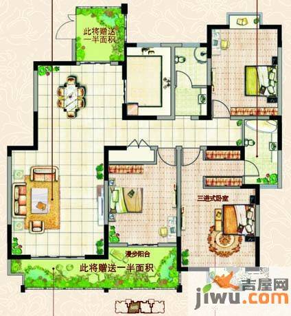 曲江观邸3室2厅2卫166.7㎡户型图