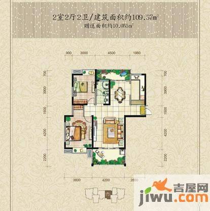 曲江观邸2室2厅2卫109.6㎡户型图