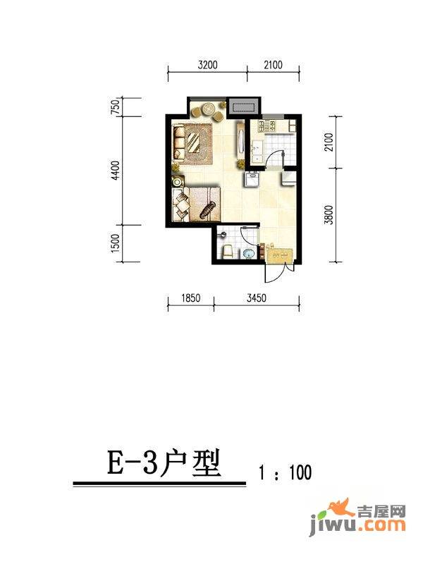 沁水新城1室1厅1卫36㎡户型图