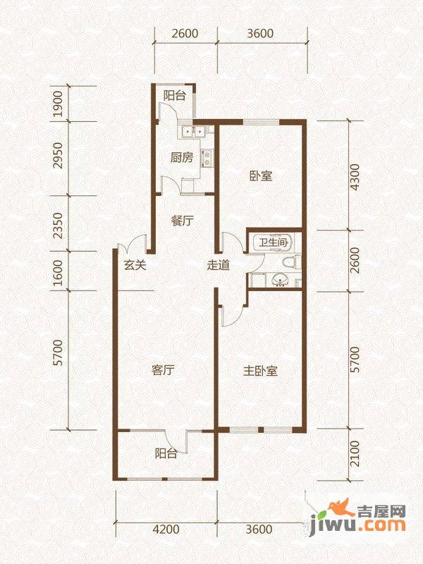 群力玫瑰湾2室2厅1卫81.2㎡户型图