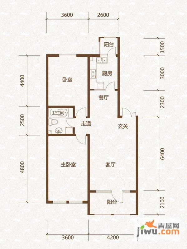 群力玫瑰湾2室2厅1卫81.2㎡户型图