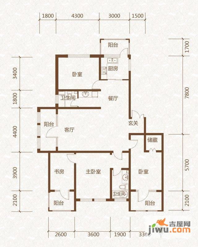 群力玫瑰湾4室2厅2卫113.8㎡户型图